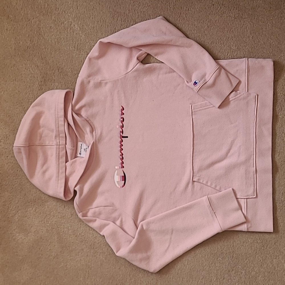 Girls Pink Champion hoodie size large 14/16